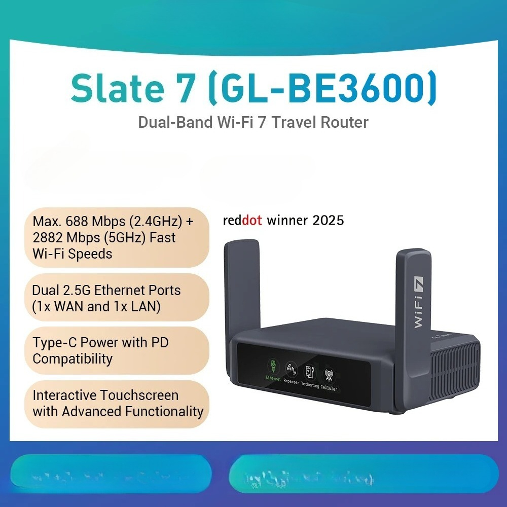 Gaming Router 2.5G Port - GL-BE3600 (Slate 7) Wi-Fi 7 роутер,