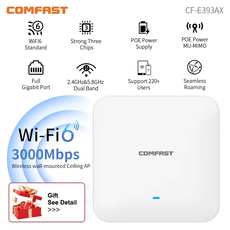 Wifi 6 Access Point Ceiling Poe - COMFAST WiFi6 Высокомощная потолочная точка доступа