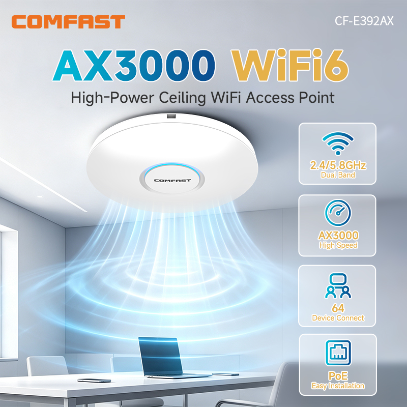 Wifi 6 Access Point Ceiling Poe - COMFAST CF-E392AX WiFi6 потолочная точка доступа,