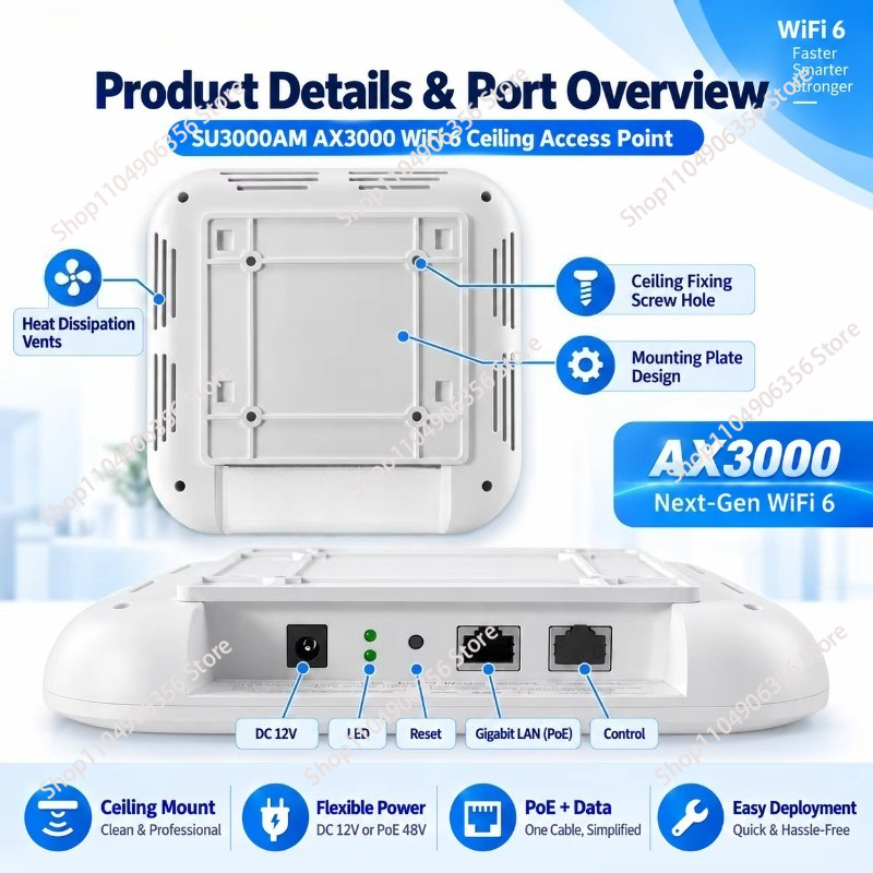 AX3000 – потолочная беспроводн – обзор и цена Wifi 6 Access Point Ceiling Poe