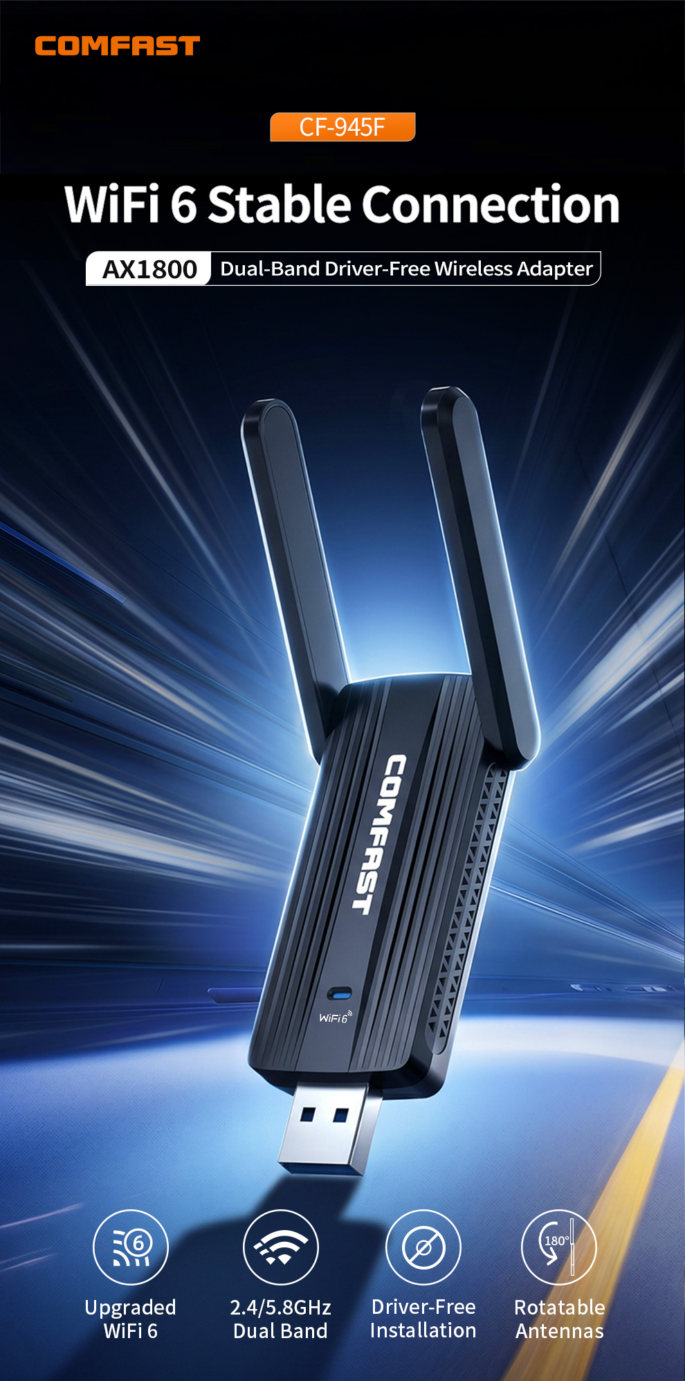 COMFAST AX1800 – USB-адаптер W – обзор и цена Wifi 6 Usb Adapter Ax1800