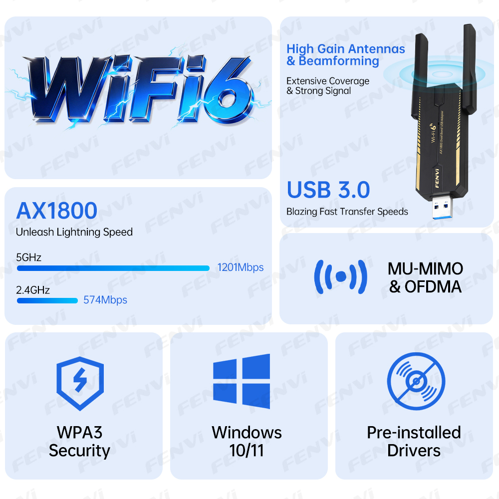 Беспроводной USB-адаптер Fenvi – обзор и цена Wifi 6 Usb Adapter Ax1800